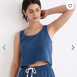 NWT Madewell Indigo Terry Crop Tank - size Large